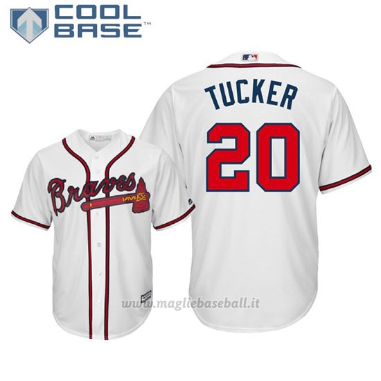 Maglia Baseball Uomo Atlanta Braves Preston Tucker Cool Base Majestic 1ªBianco